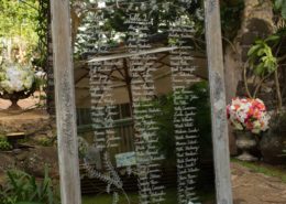 Wedding table seating chart on mirror