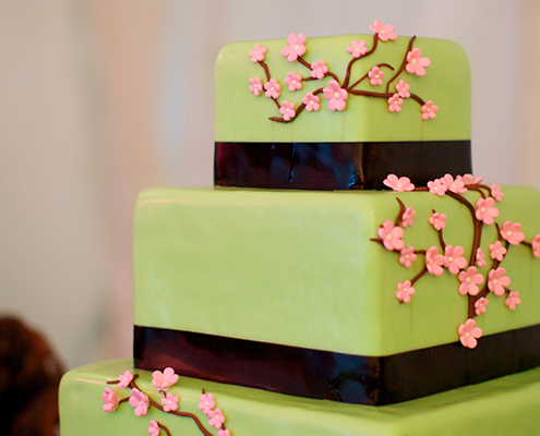 Wedding Cake with Cherry Blossoms