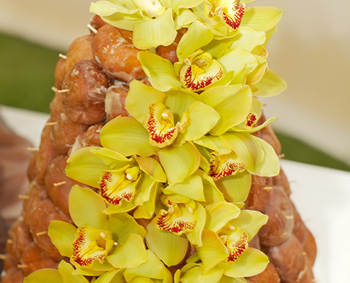Komoda Bakery doughnut cake with orchids