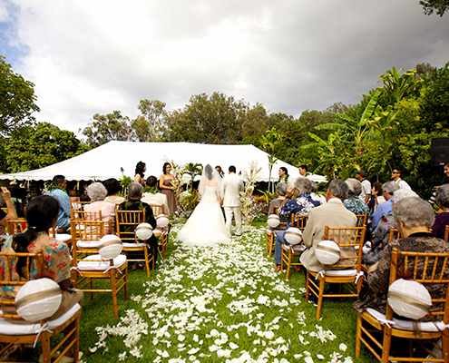 Wedding with White Flower Aisle